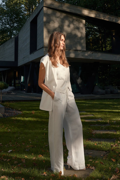 Trousers linen in white