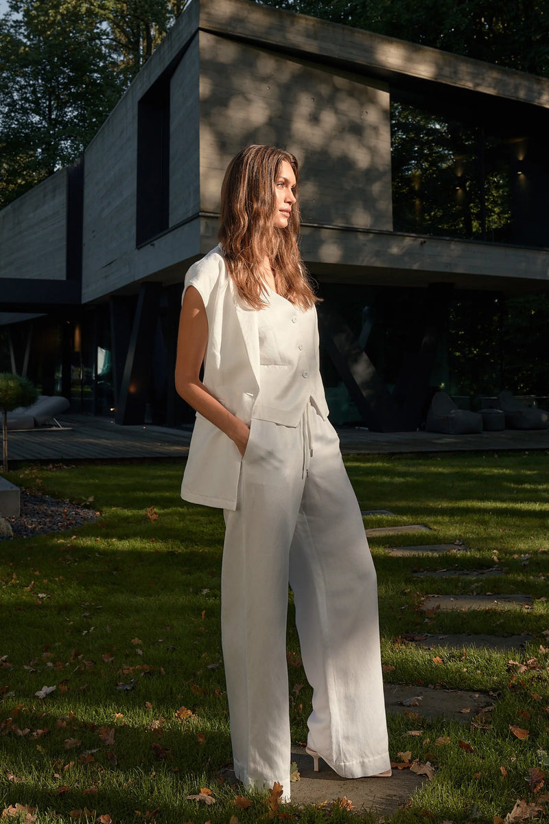Trousers linen in white