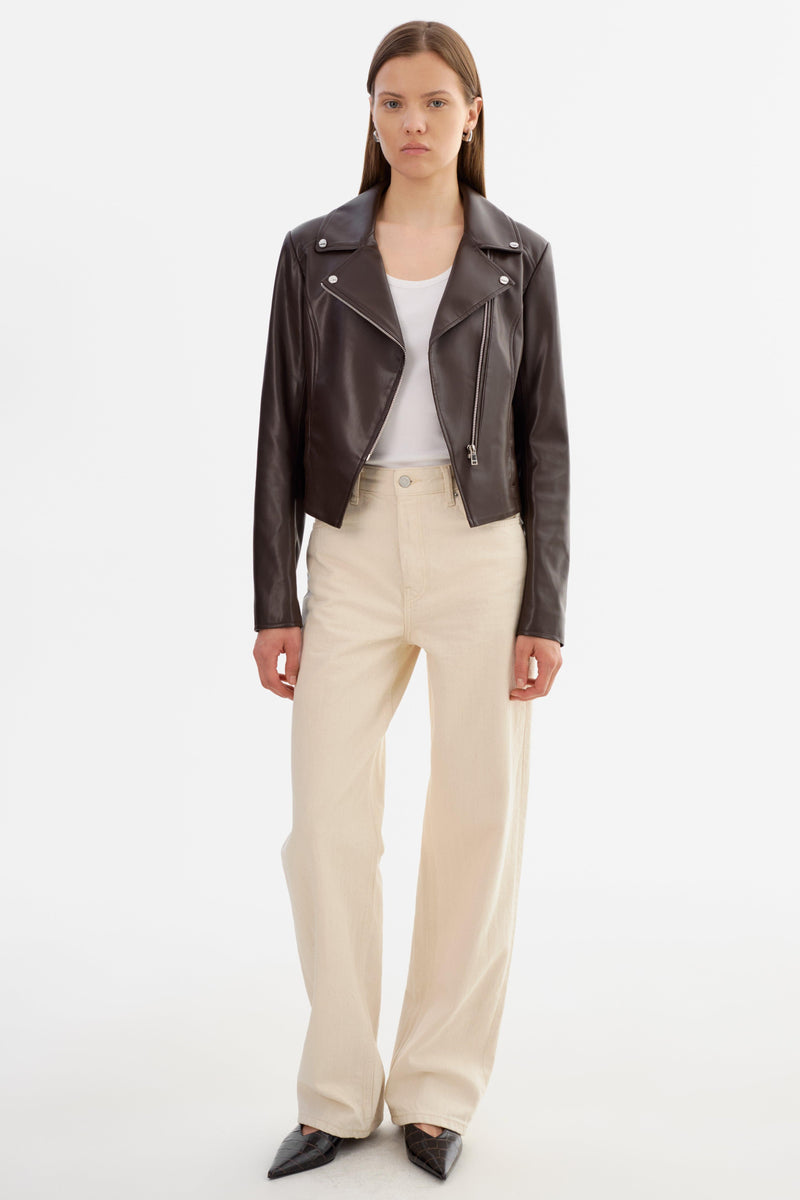 Pascale Fitted Faux Leather Moto Jacket