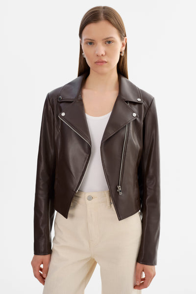 Pascale Fitted Faux Leather Moto Jacket