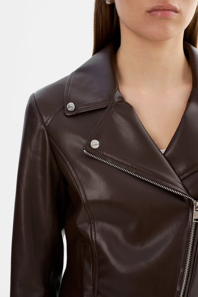 Pascale Fitted Faux Leather Moto Jacket