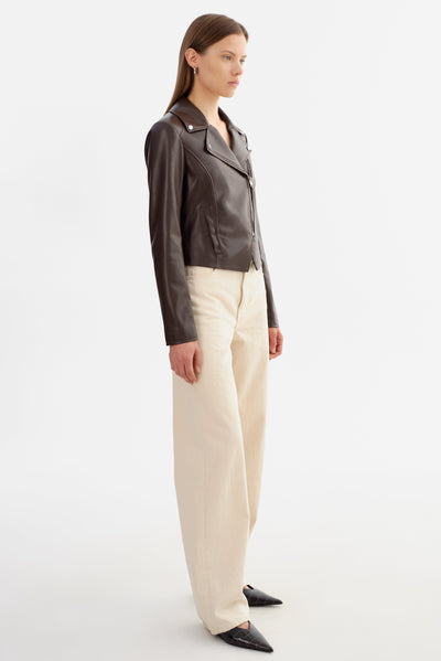 Pascale Fitted Faux Leather Moto Jacket