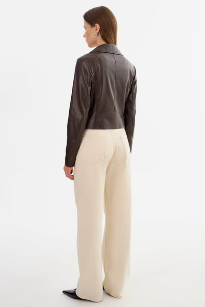 Pascale Fitted Faux Leather Moto Jacket