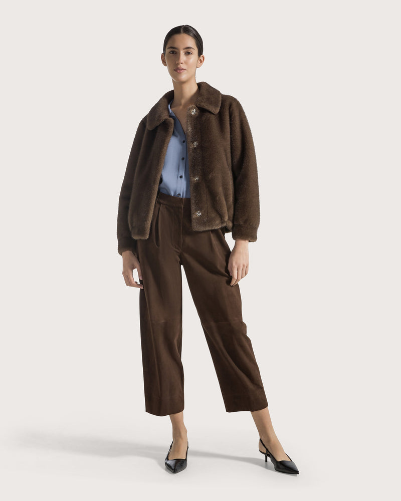 Mock Mink Jacket Brown