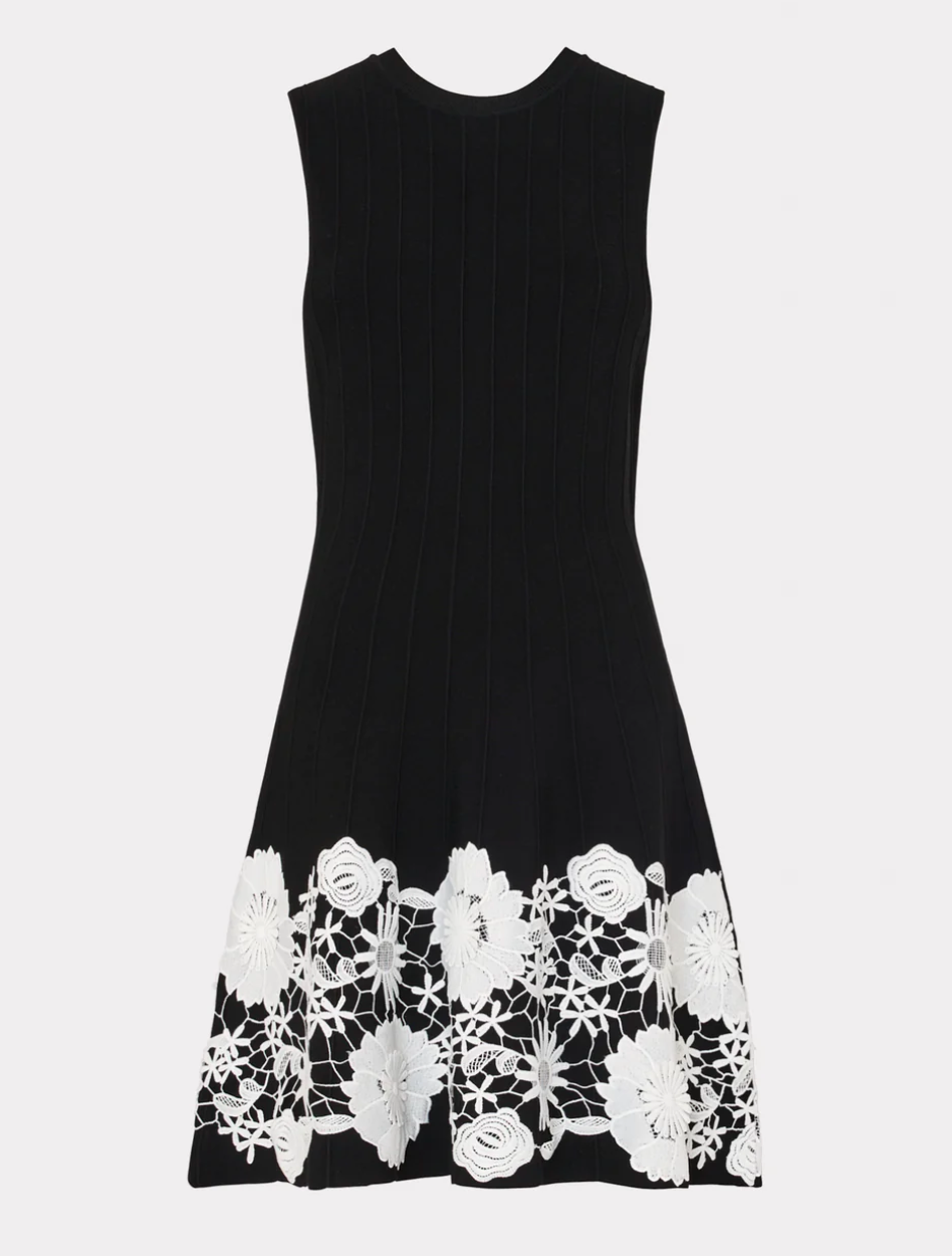 Sleeveless Lace Trim Flare Dress by Milly