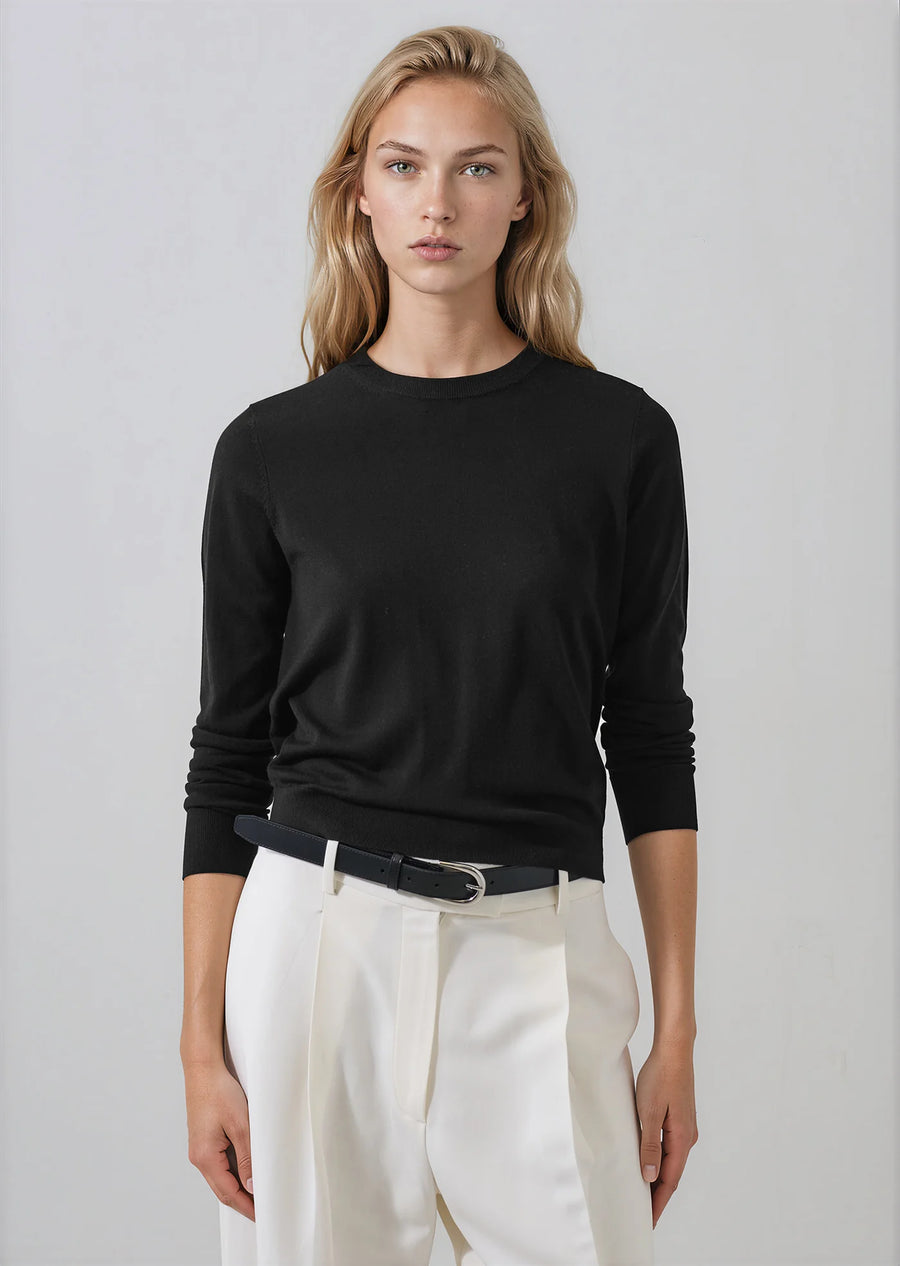 Extra-Fine Merino Classic Crewneck Black