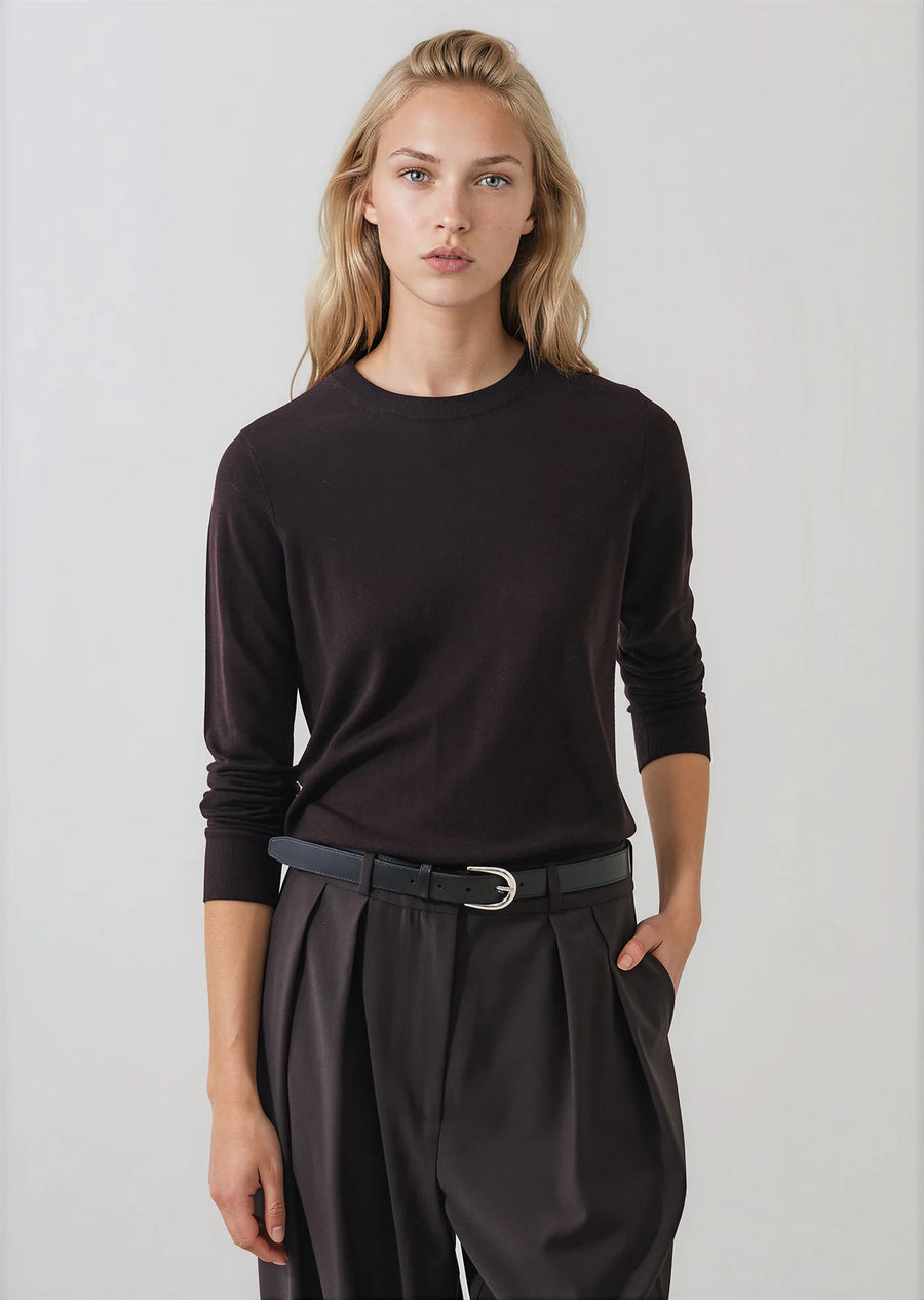 Extra-Fine Merino Classic Crewneck Turkish Coffee