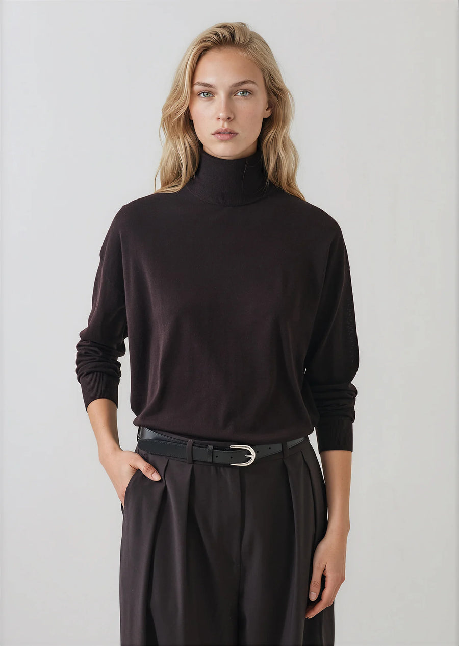 Extra-Fine Merino Relaxed Turtleneck Turkish Coffee