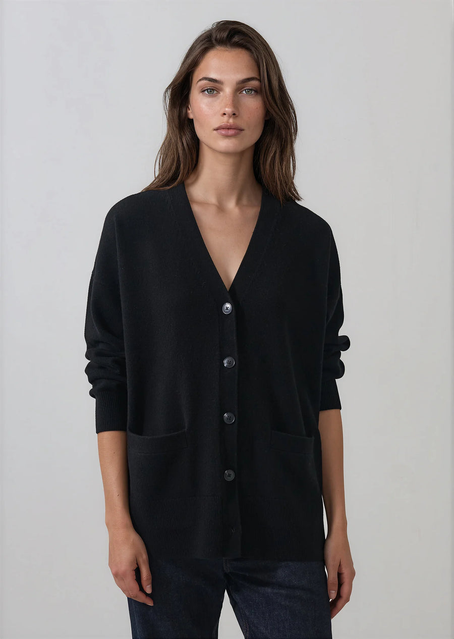 Merino Cashmere Oversized Cardigan Black