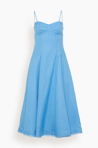 Analise Bustier Midi Dress in Pacific Linen