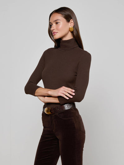 Aja Turtleneck 3/4 Sleeve Coffee Bean-L'Agence-Tocca Finita