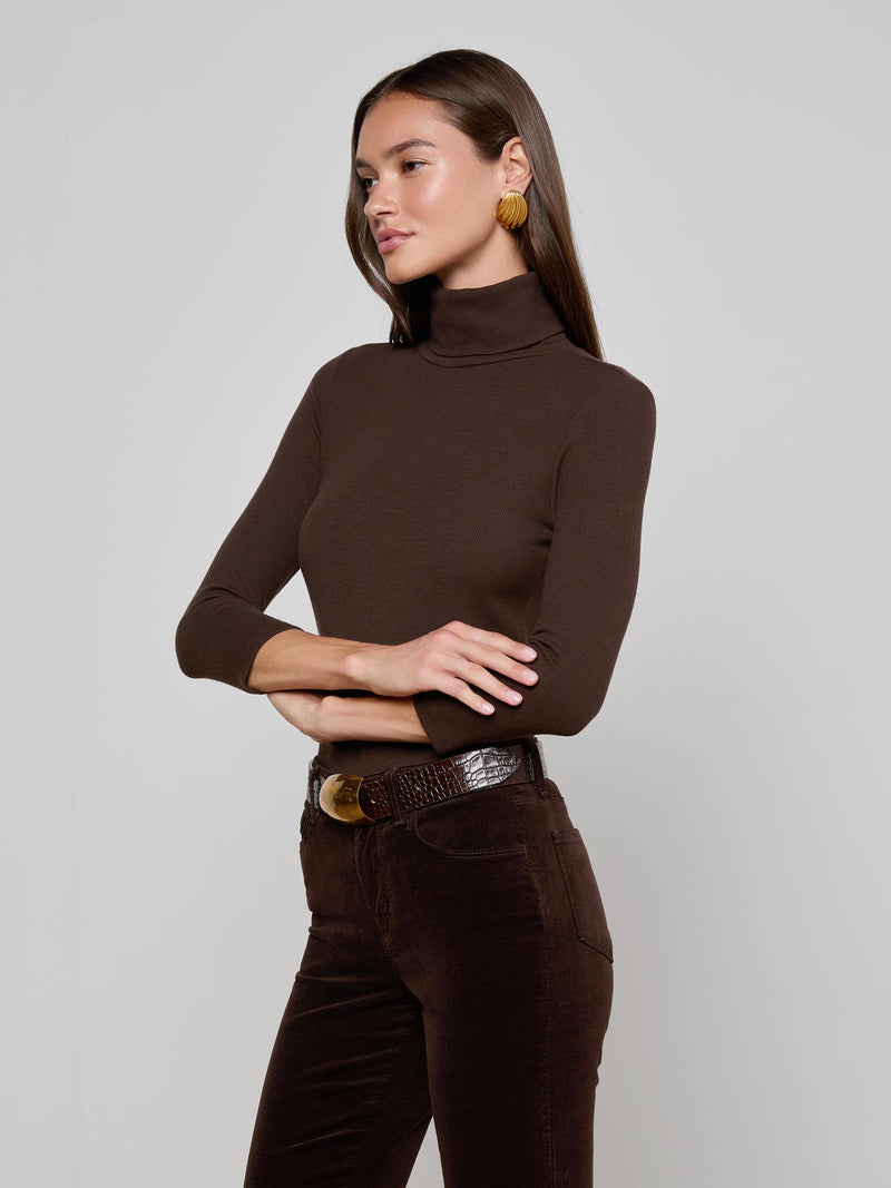 Aja Turtleneck 3/4 Sleeve Coffee Bean-L&