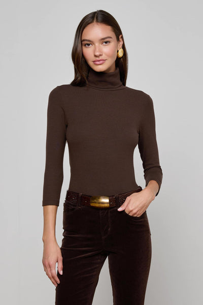 Aja Turtleneck 3/4 Sleeve Coffee Bean-L'Agence-Tocca Finita