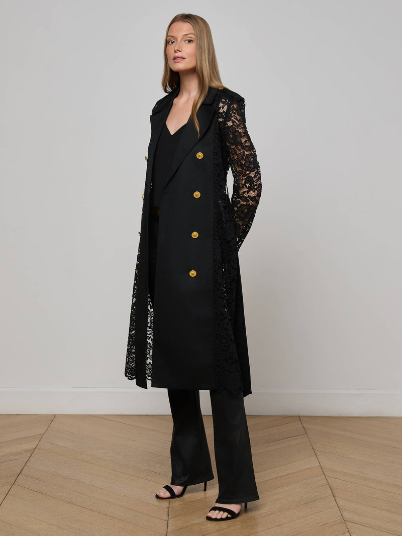 Amata Lace Trench Coat Black-L&