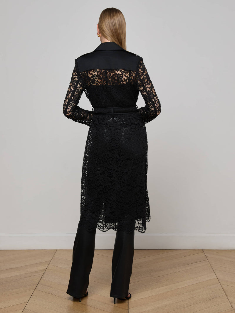 Amata Lace Trench Coat Black-L&