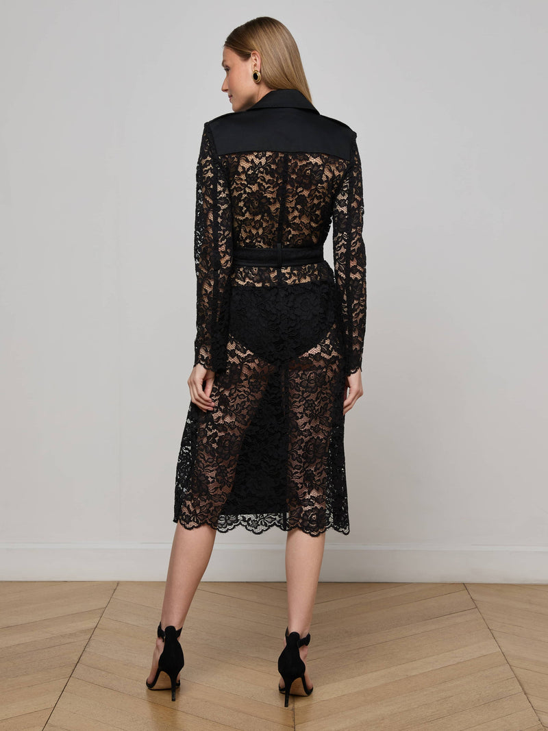 Amata Lace Trench Coat Black-L&