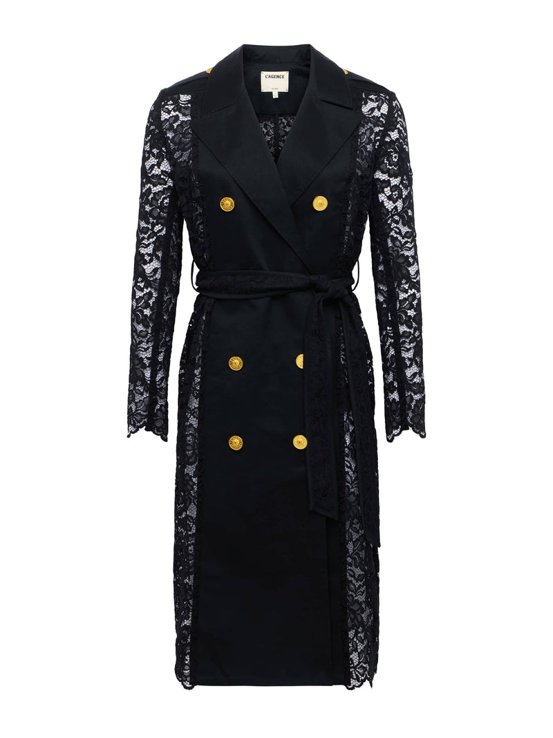 Amata Lace Trench Coat Black-L&