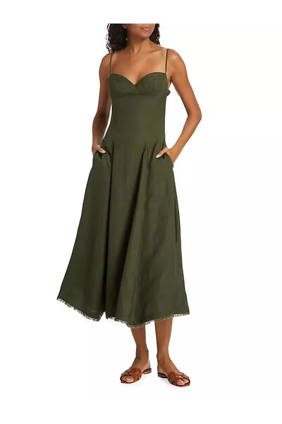 Analise Bustier Midi Dress in Army-Simkhai-Tocca Finita