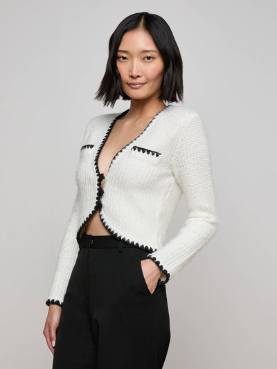 Anaya Knit Cardigan White/Black-L'Agence-Tocca Finita