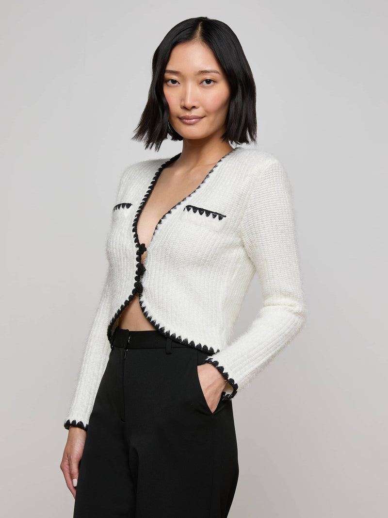 Anaya Knit Cardigan White/Black-L&