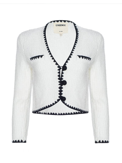 Anaya Knit Cardigan White/Black-L'Agence-Tocca Finita