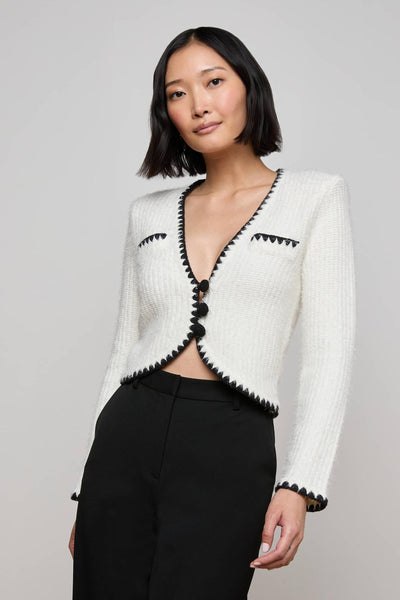 Anaya Knit Cardigan White/Black-L'Agence-Tocca Finita