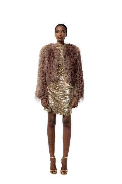 Anna Coat in Ostrich-Freed-Tocca Finita