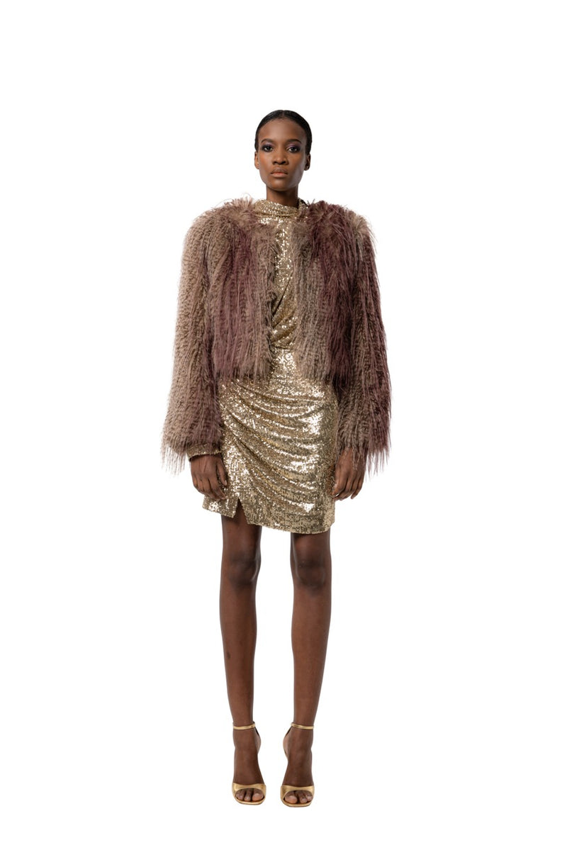 Anna Coat in Ostrich-Freed-Tocca Finita