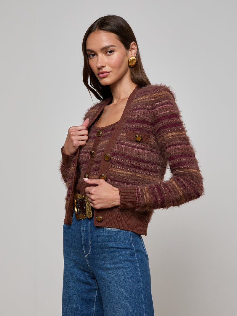 Ariadne Cardigan Natural/Mauve Multi-L&