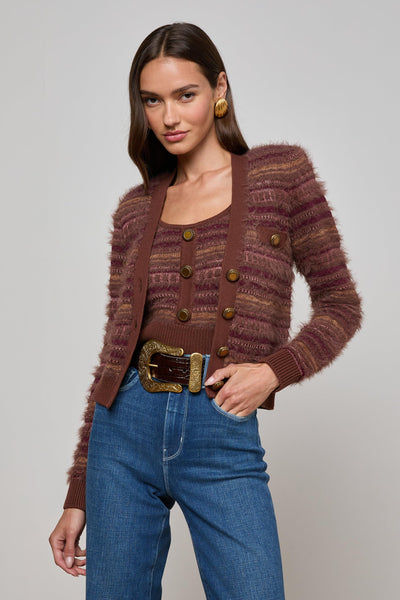 Ariadne Cardigan Natural/Mauve Multi-L'Agence-Tocca Finita
