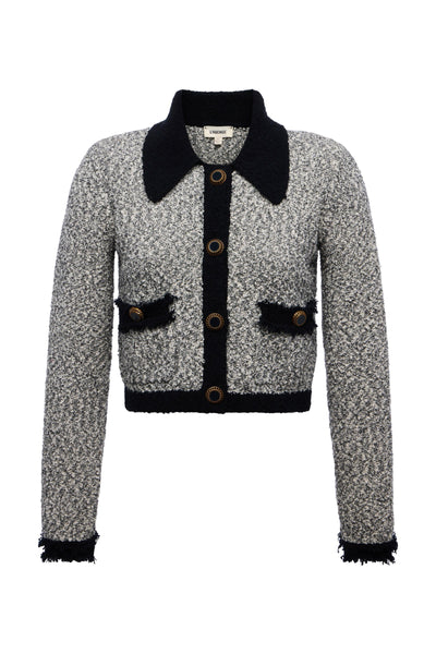 Arielle Knit Collared Jacket Black/White-L'Agence-Tocca Finita