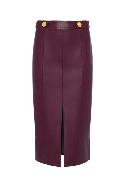 Arlette Whipstitch Midi Skirt in Dark Port-L'Agence-Tocca Finita