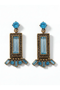 Art Deco Earrings - Blue Swarovski Crystal-Valentine Rouge-Tocca Finita