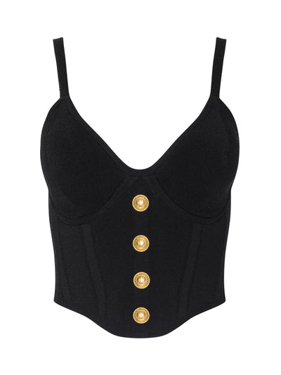 Artemis Knit Corset Top Black/Gold-L'Agence-Tocca Finita
