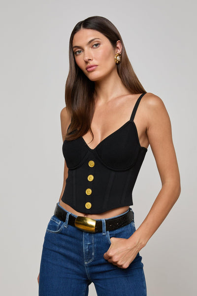 Artemis Knit Corset Top Black/Gold-L'Agence-Tocca Finita