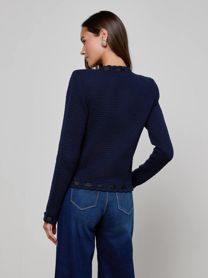 Astor Contrast Trim Cardigan Midnight/Black-L&