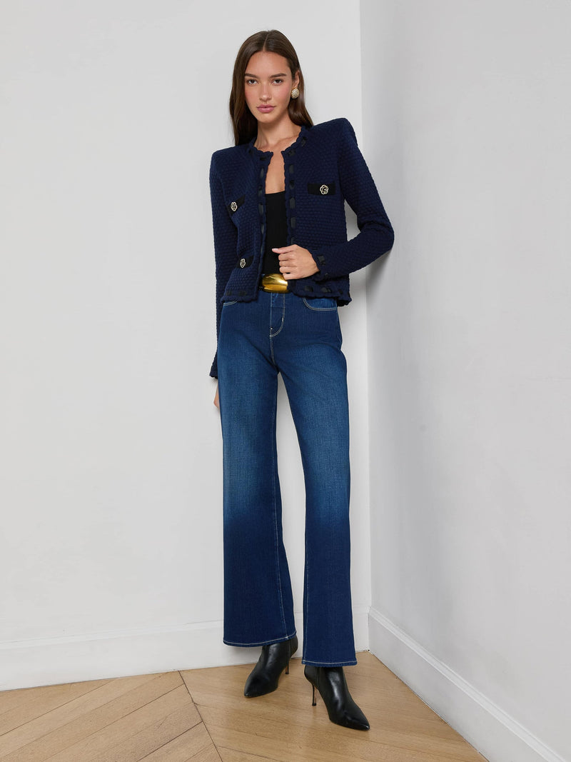 Astor Contrast Trim Cardigan Midnight/Black-L&