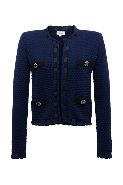 Astor Contrast Trim Cardigan Midnight/Black-L'Agence-Tocca Finita