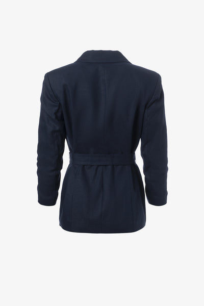 Belted Jacket in Navy-Iris Setlakwe-Tocca Finita