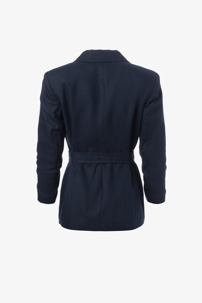 Belted Jacket in Navy-Iris Setlakwe-Tocca Finita