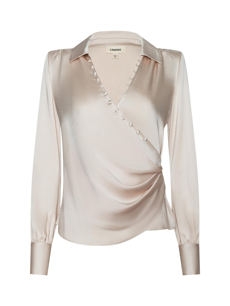 Bernice Satin Wrap Blouse Champagne-L&