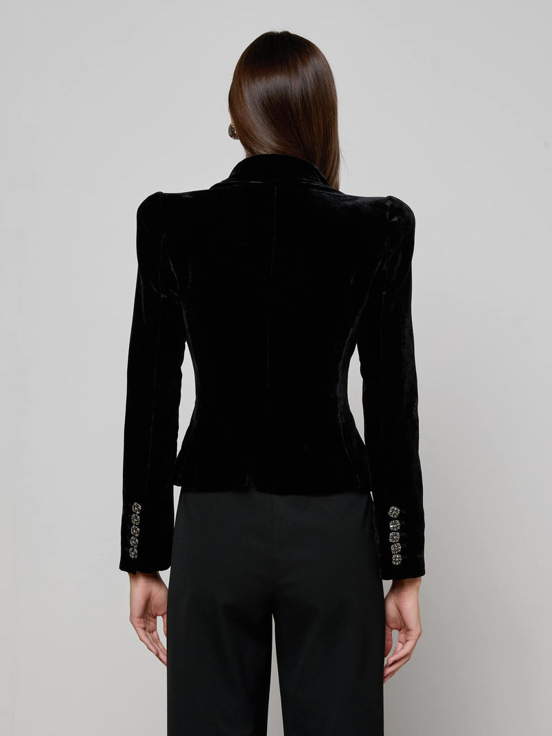 Bethany Velvet Blazer Black-L&