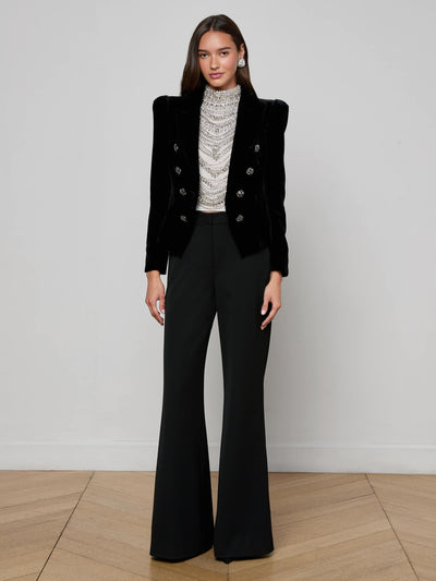 Bethany Velvet Blazer Black-L'Agence-Tocca Finita