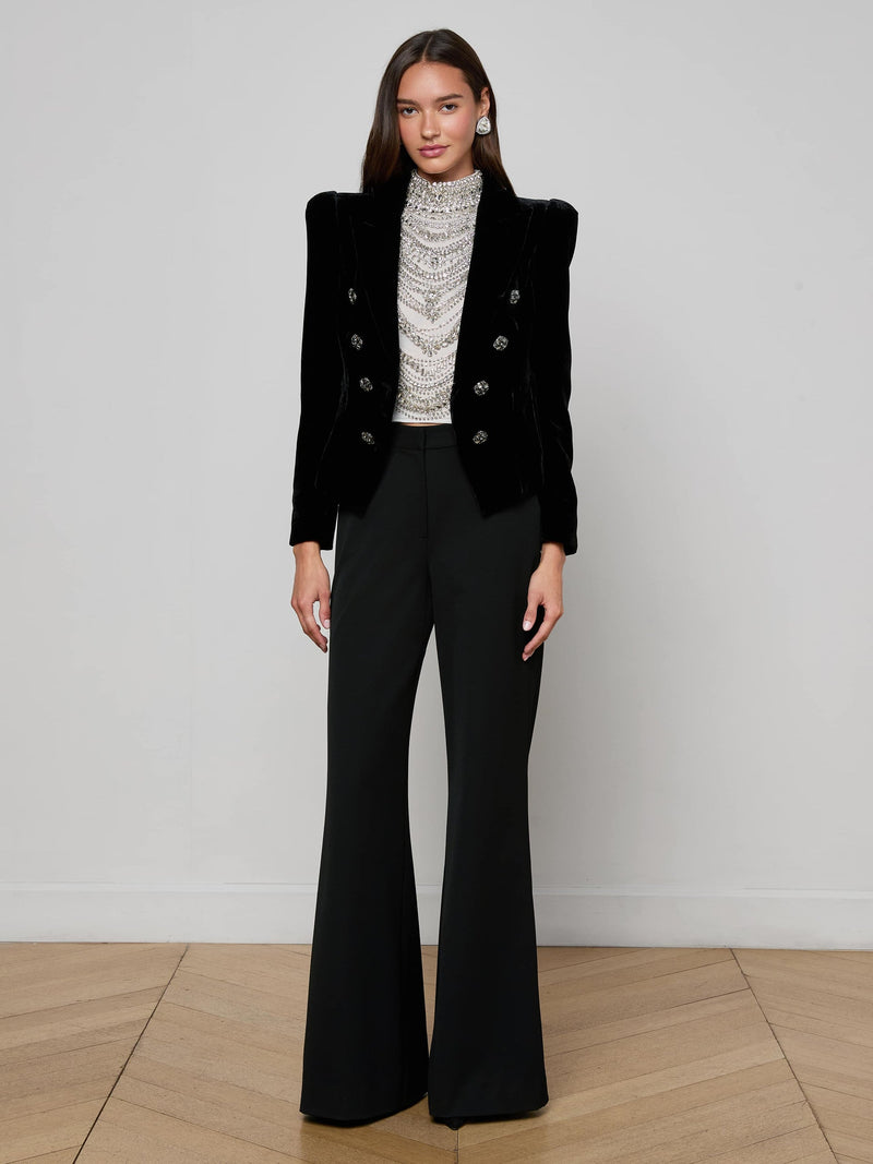 Bethany Velvet Blazer Black-L&