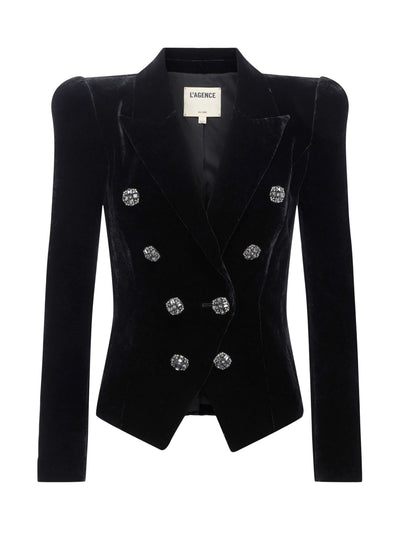 Bethany Velvet Blazer Black-L'Agence-Tocca Finita