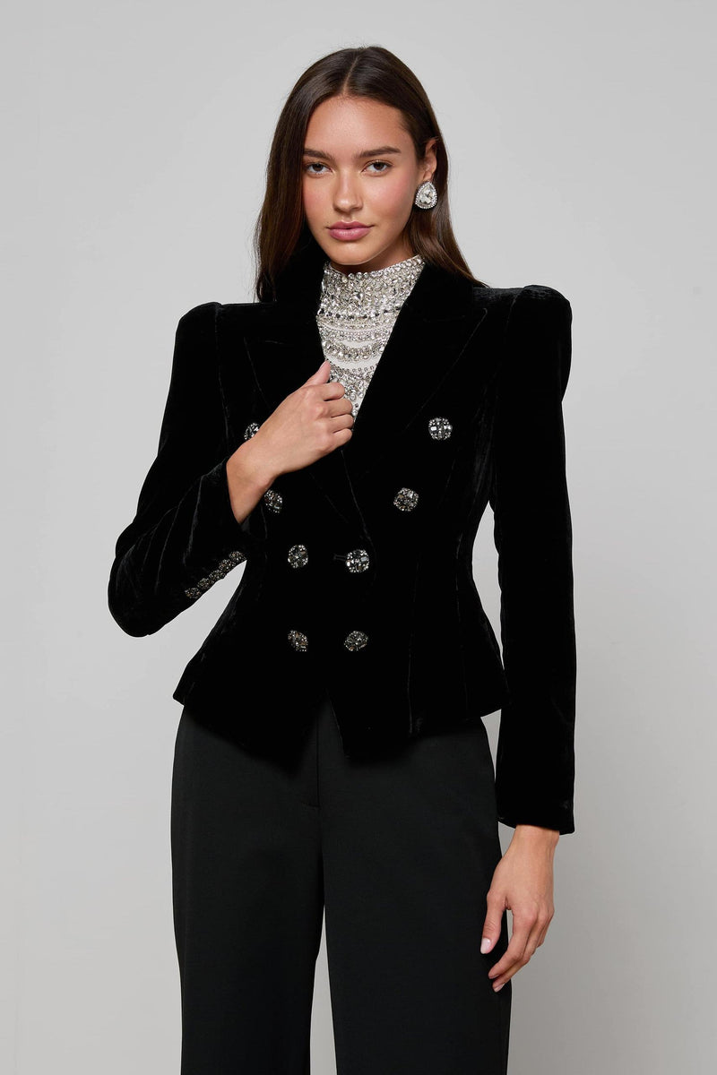 Bethany Velvet Blazer Black-L&