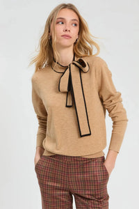 Black And Beige Bow Sweater-Vilagallo-Tocca Finita