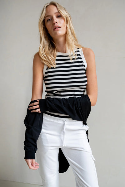Black and White Stripe Singlet-Penn&Ink-Tocca Finita