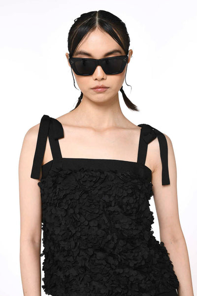 Black Dress With Floral-Milva Mi-Tocca Finita