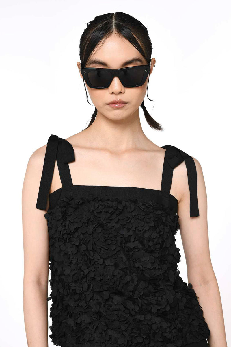 Black Dress With Floral-Milva Mi-Tocca Finita